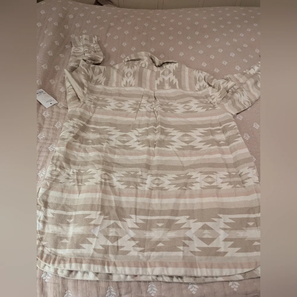 Sonoma 3/4 zip pull over flannel Aztec print large - Picture 10 of 11